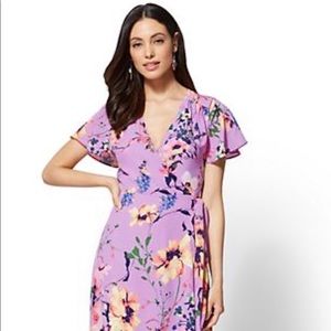 Purple Flower Wrap Dress
